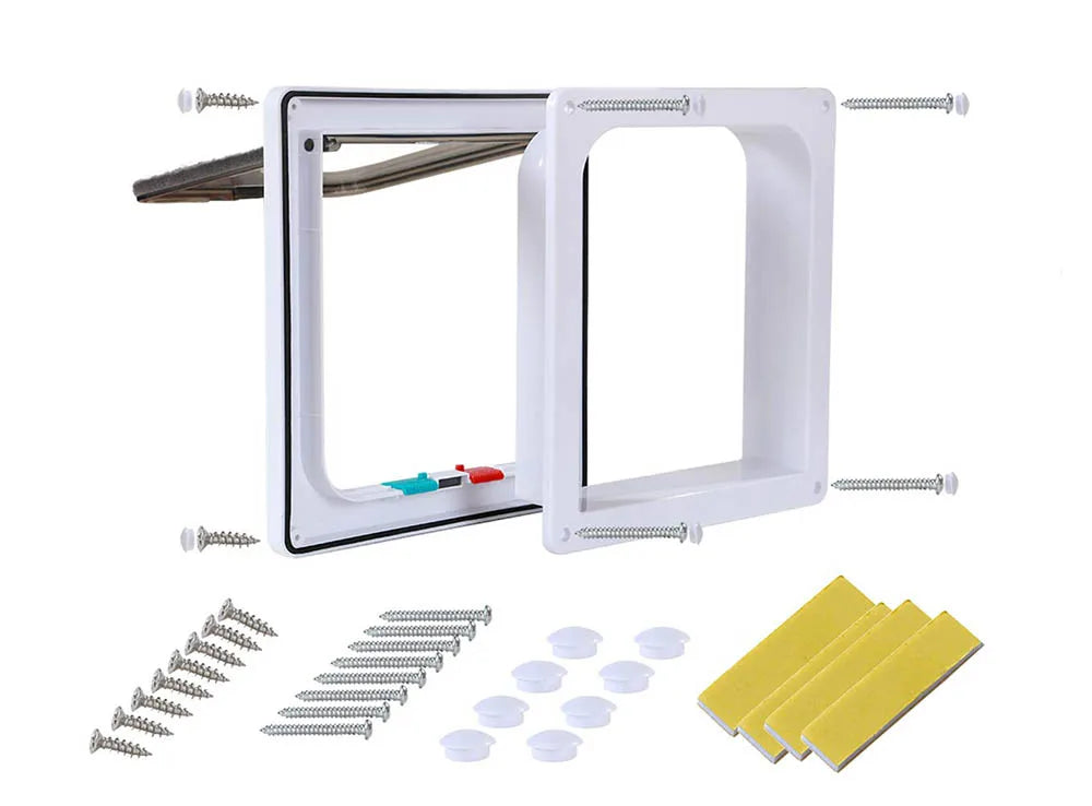 Cat Door Flap Extra Large 11x 9.8in 4 Way Locking Security Flap Door Weatherproof Pet Door Kit for Dog Cat Kitten Puppy Safety
