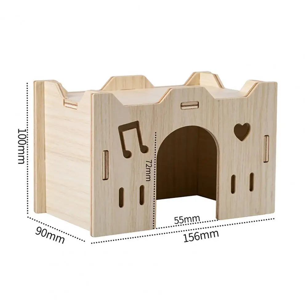 Wooden Hamster House Swing Sleeping Nest, Multi-Holes, Breathable Double Layer, Fun Toys, Small Pet Supplies