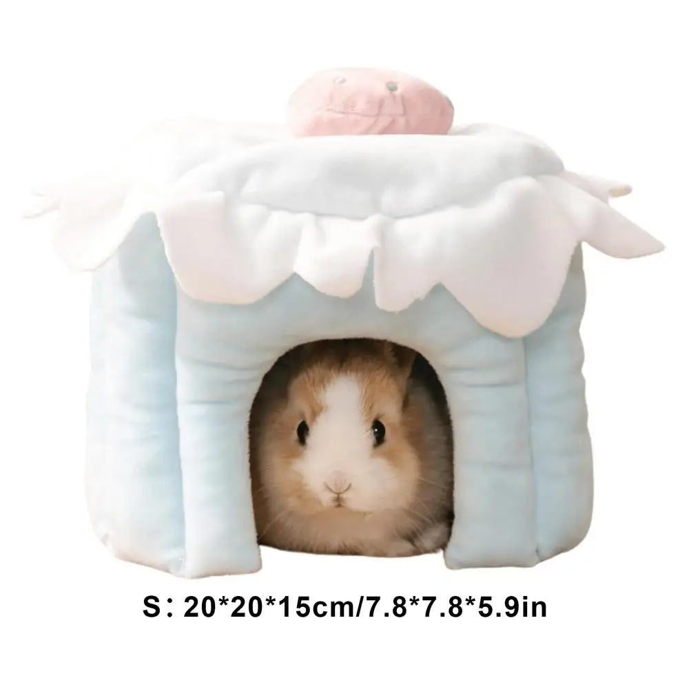 Hamster Cave Bed Soft Warm House Bed for Small Pet Cake Shaped Small Animal Winter Sleeping House for Small Pets Bunnies