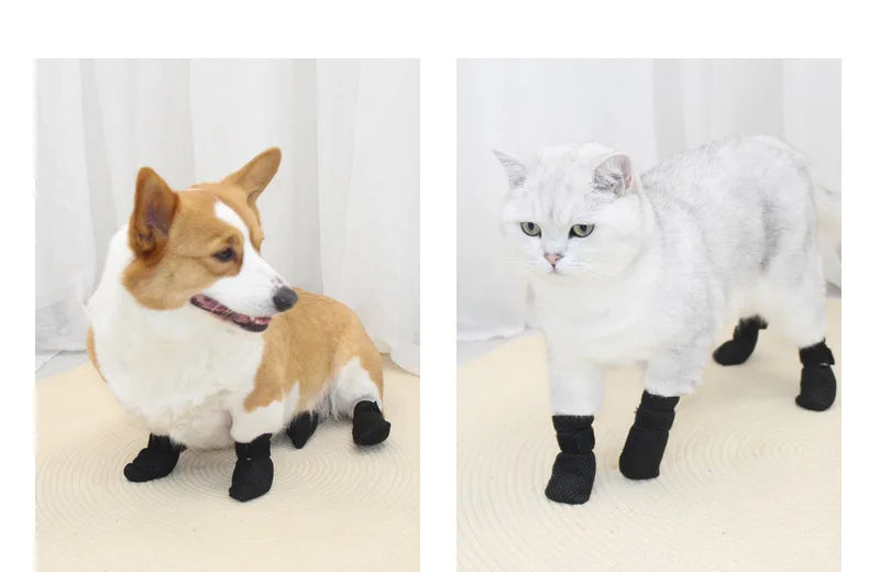 Cat Socks Anti-Scratch Protective Cats Shoes Soft Breathable Home Pet Booties With Secure Velcro Fit Noise Free Pet Supplies