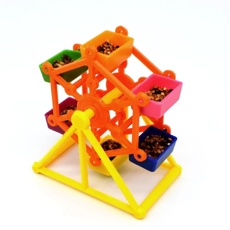 Bird Foraging Toys Creative Parrot Feeder Rotate Training Toys Intelligence Growth Cage Colorful Pecking Windmill Toy