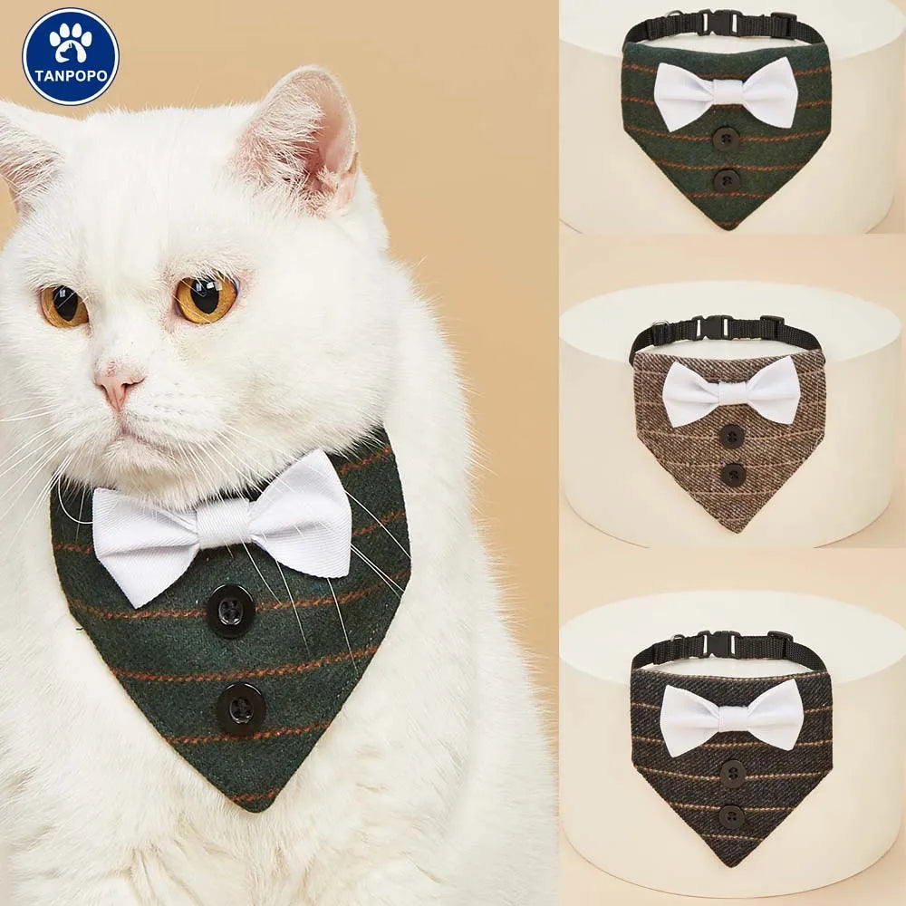 Halloween Christmas Cat Handsome Bow Tie Triangle Scarf Collar Fashion Suit Pet Triangle Scarf