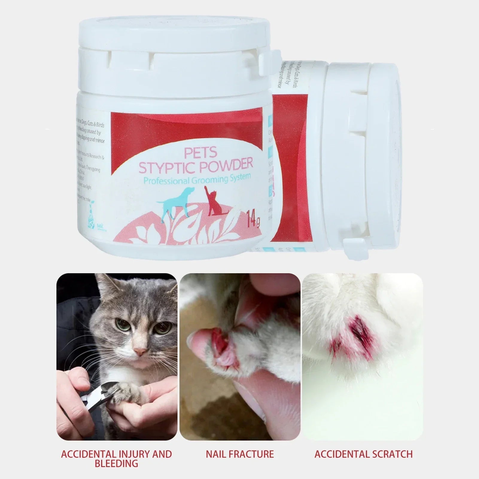 14g Pet Styptic Stop Bleeding Dog Nail Bleeding Quick Hemostatic Powder Claw Nail Wound Bleeding Blood Coagulant Pet Supplies