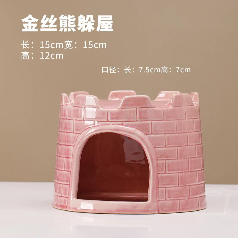 Hamster Escape Nest Ceramic Stone House Gold Silk Mat Guinea Pig Supplies Dwarf Guinea Pig Summer Ice House Sleeping