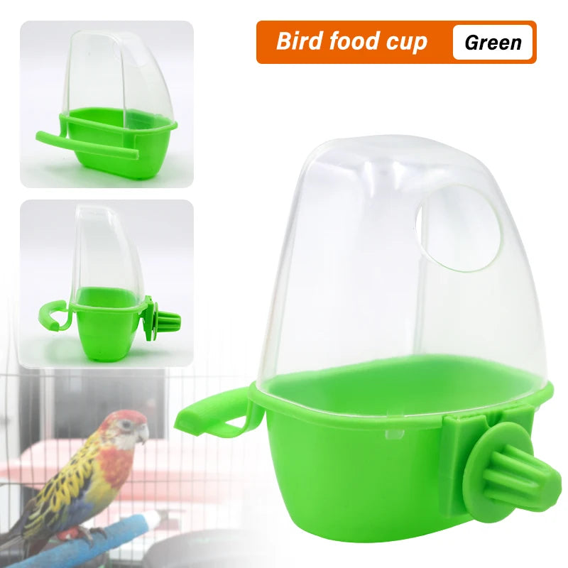 Bird Feeder for Cage Hanging Bowl Cups Parakeet Feeder Box Pet Cage Plastic Food Container Easy To Install Accessories 1/2 Pcs