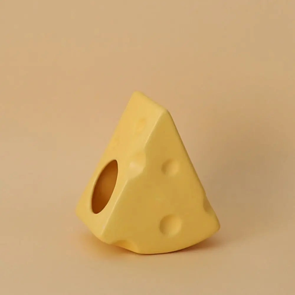 Creative Hamster Hideout Ceramics Hut Decorative Ceramics Hamster House Cheese Shape Hiding Hole Hamster Bed Pet Nesting