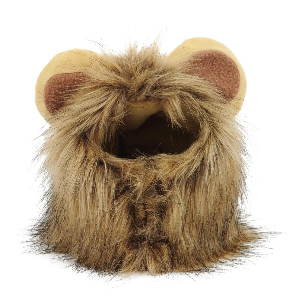 Funny Cute Pet Costume Cosplay The Lion Small Ears Wig Cap Hat For Cat Halloween Clothes Fancy Hat Cat Dog Headgear Hat Turned