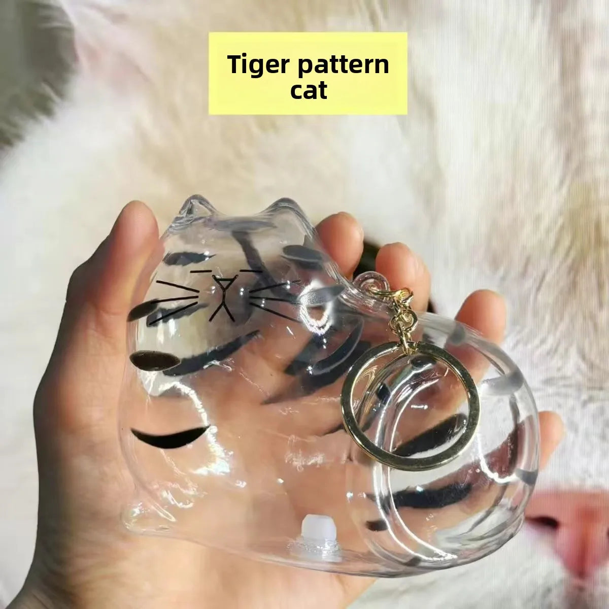 Large Cat Keychain Pendant Ginger Cat Siamese Calico CatHair Storage Box Hanging Cat Bag Hanging Pet  Hair Grooming Souvenirs