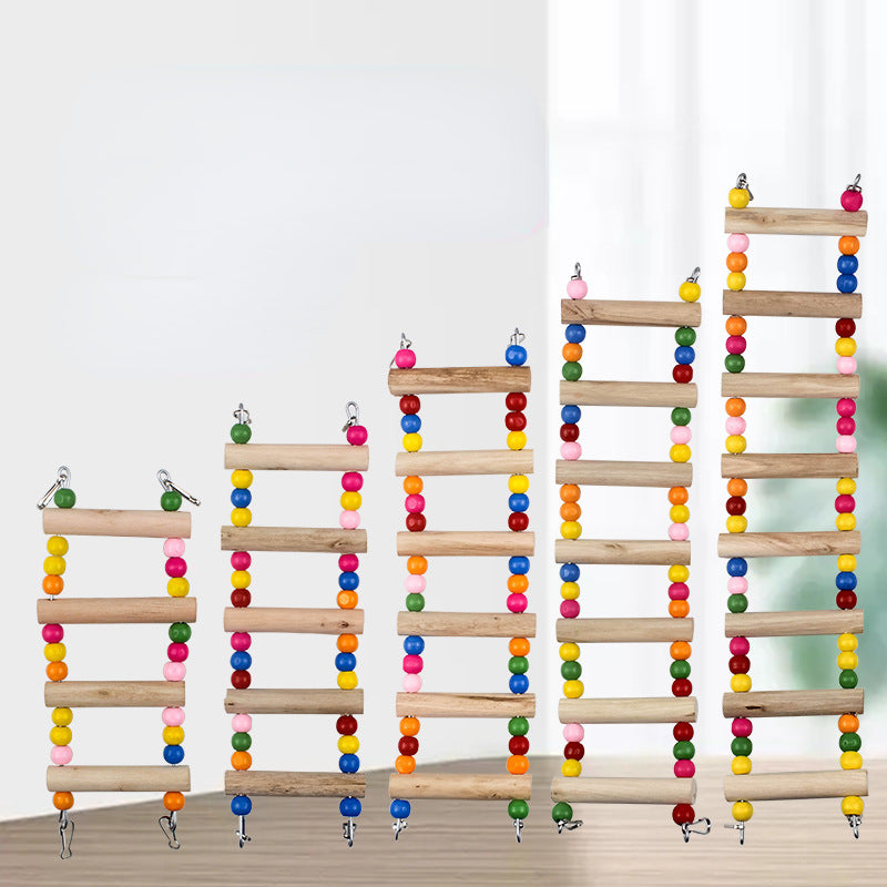 Bird Parrot Toys Colorful Hanging Cage Climbing Ladders with Natural Wood Parrots Suspension Bridge Swing Toys Bird Toy Supplies