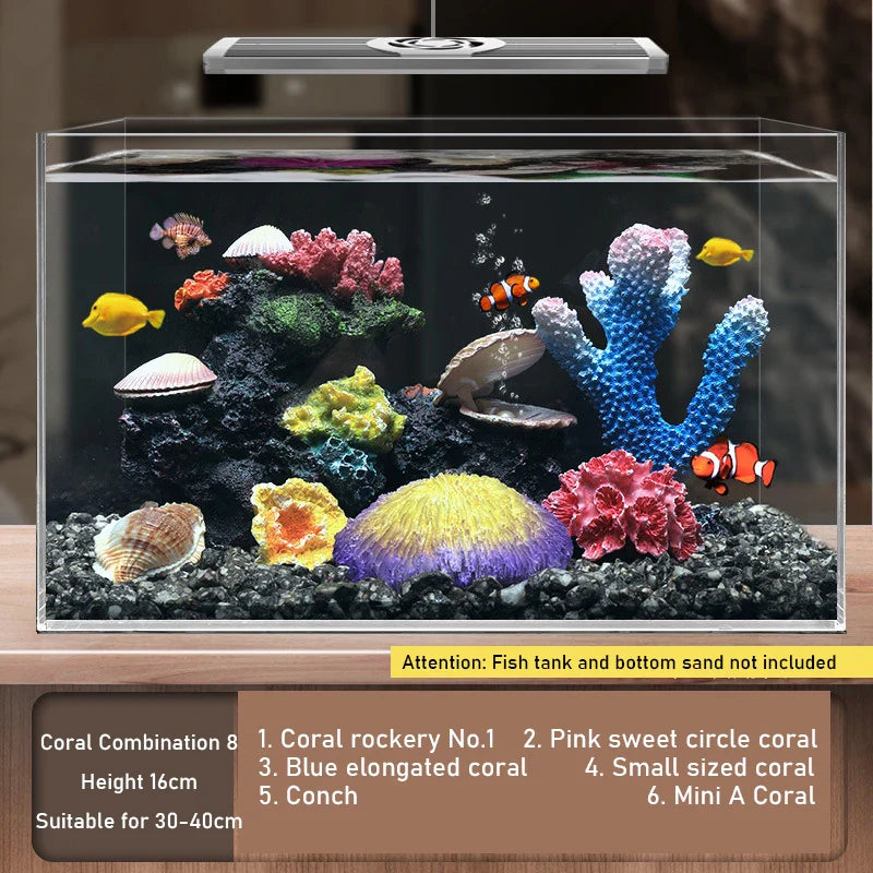 A3 Fake Coral Small Ornament Set Simulation Water Grass rockery Decoration Fish Tank Decoration Shell Water Scenery Package Home