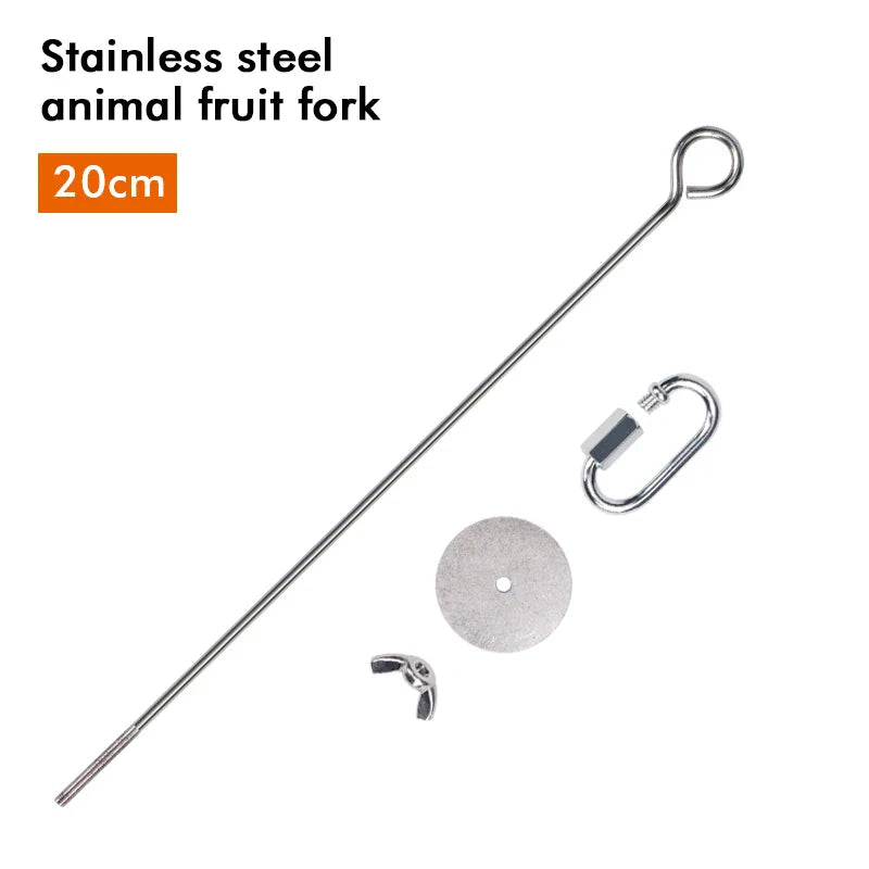 Parrot Stainless Steel Fruit Fork Apple Fork Toy Bird Cage Supplies Bird Fruit Insert Feeder Pet Parrot Accessories Bird Feeder