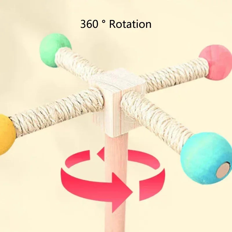 360 ° Rotating Parrot Bird Toy Solid Wood Bird Exercise Climbing Standing Wooden Toys Pet Parrot Macaw Cage toys Amusing New
