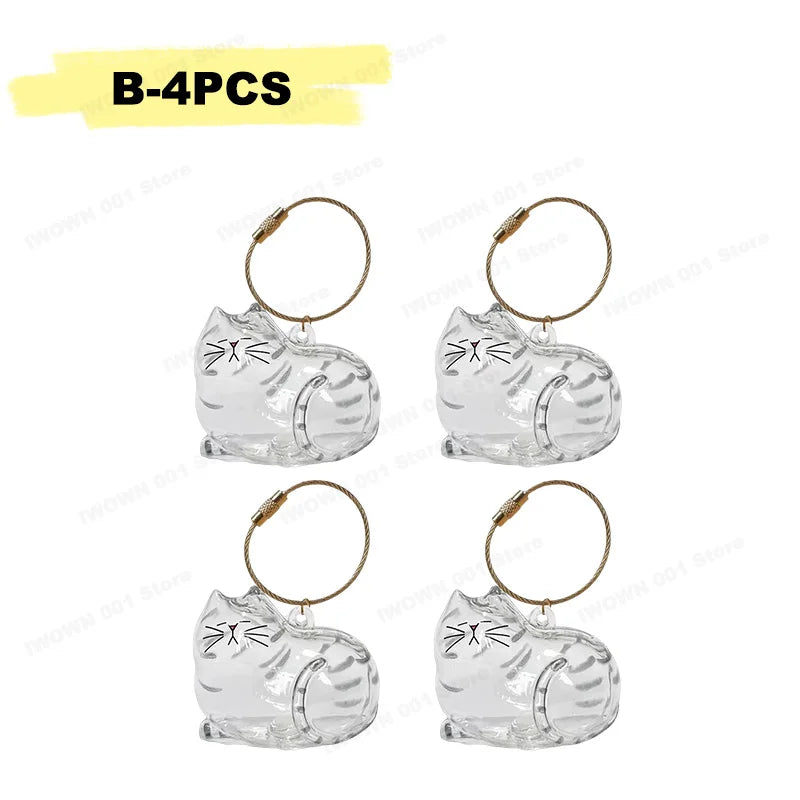 Cat Hair Storage Box Memorial Keychain Transparent Pet Fur Storage Container Hanging Cat Keychain Pendant for Pet Lovers