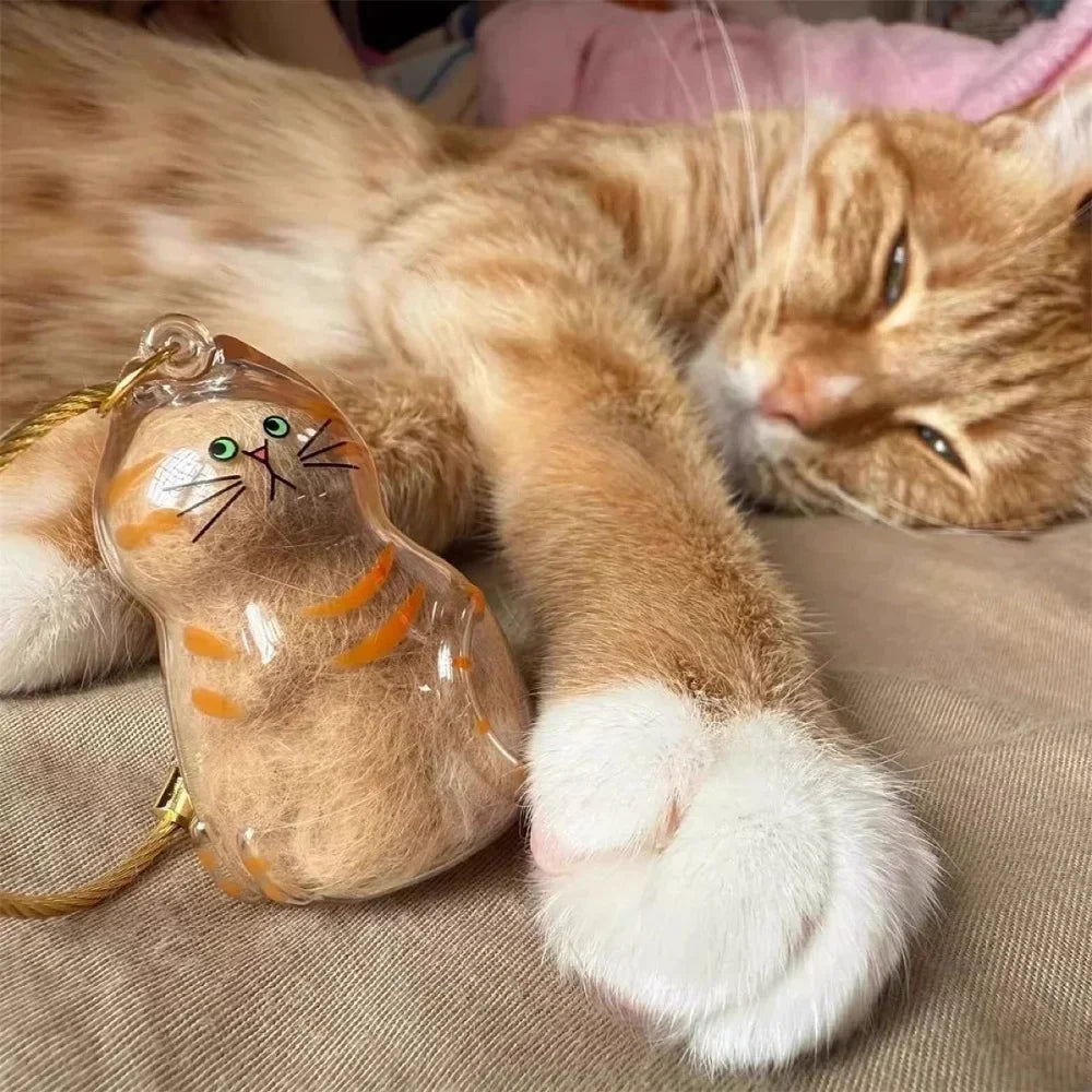 1-40PCS Pet Hair Organiser Memorial Keyring Transparent Cat Hair Organiser Souvenir for Pet Lovers Pet Memorials