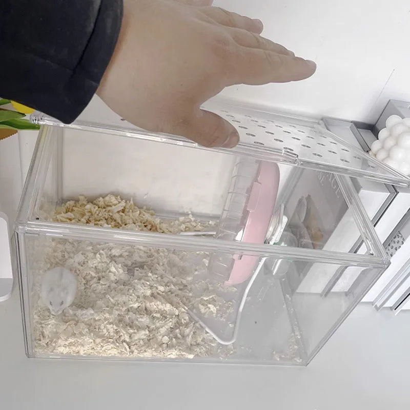 Hamster cage anti bite anti escape acrylic transparent Easy to clean villa box spider crawling pet feeding box Viewing Cage