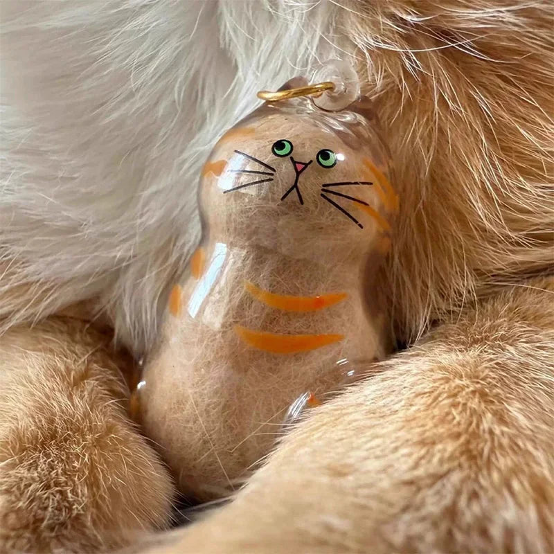 Stylish Cat Key Holder Fluffy Ball Hair Collector Transparent Case Fashionable Pet Accessories for Kitty Owners