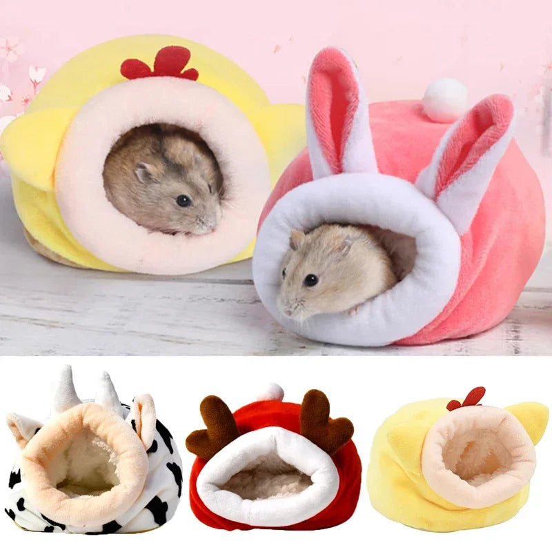 Hamster Nest Cute House Winter Soft Warm Bed Non-slip Hamster Sleeping Nest Small Animals Bedding House For Dwarf Hamsters