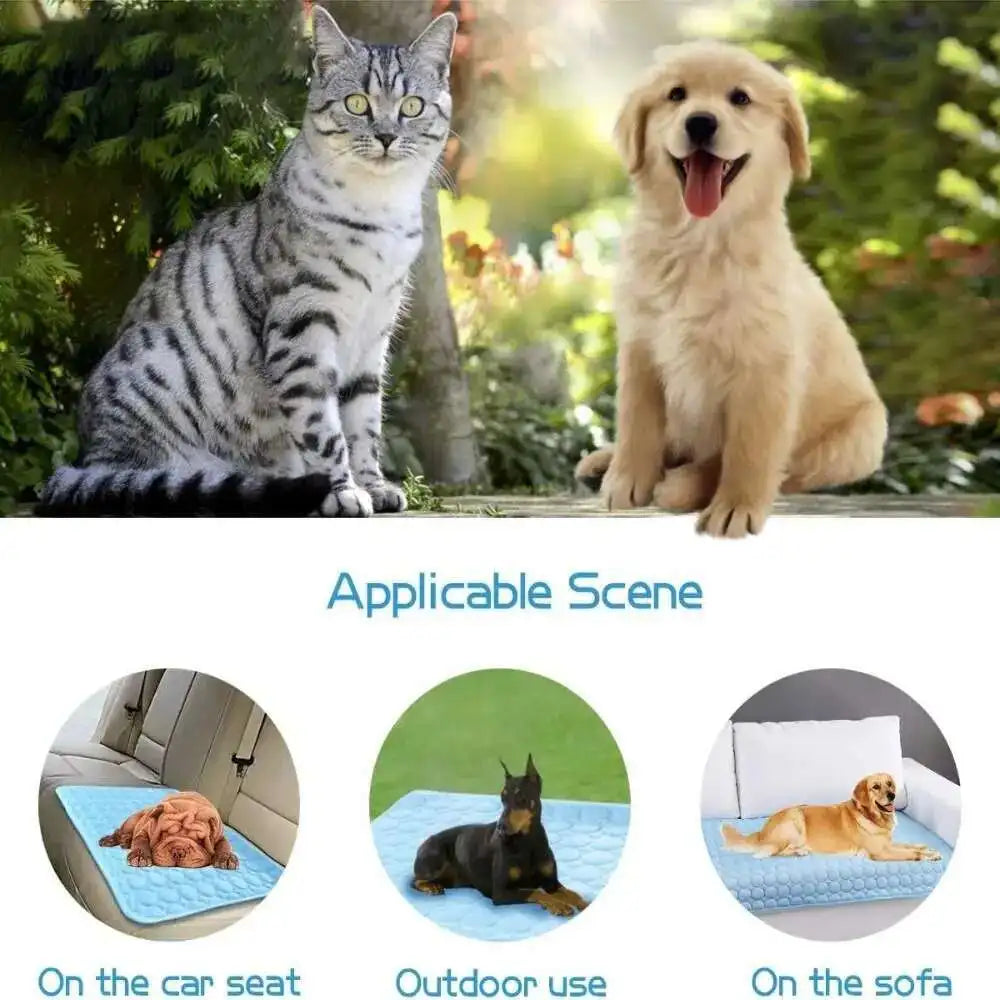 Cooling Dog Mat Summer Pad Mat For Dogs Cat Ice Silk Blanket Sofa Breathable Pet Dog Bed Summer Washable For Small Large Dog Cat