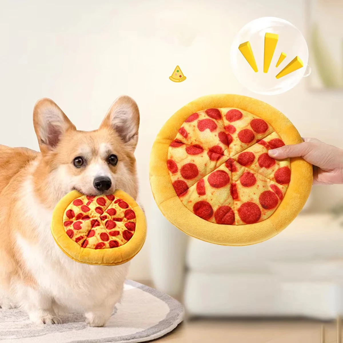 Plush Dog Toy Doughnut Pizza Shape Pet Squeaky Toys for Small Large Dogs Cleaning Teeth Puppy Chew Sound Toy Pet Supplies