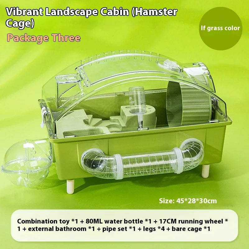 Large Transparent Hamster Cage Double Layer 45 Basic Enclosure Gerbil House for Small Pets with Ventilation Design hamster
