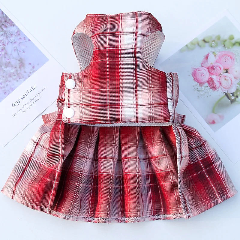 Bow Dog Collar Skirt Cute Pet Harness with Breast Strap Traction Rope Cat Dogs Clothes Harness Vest Princess Tutu Dress Skirt