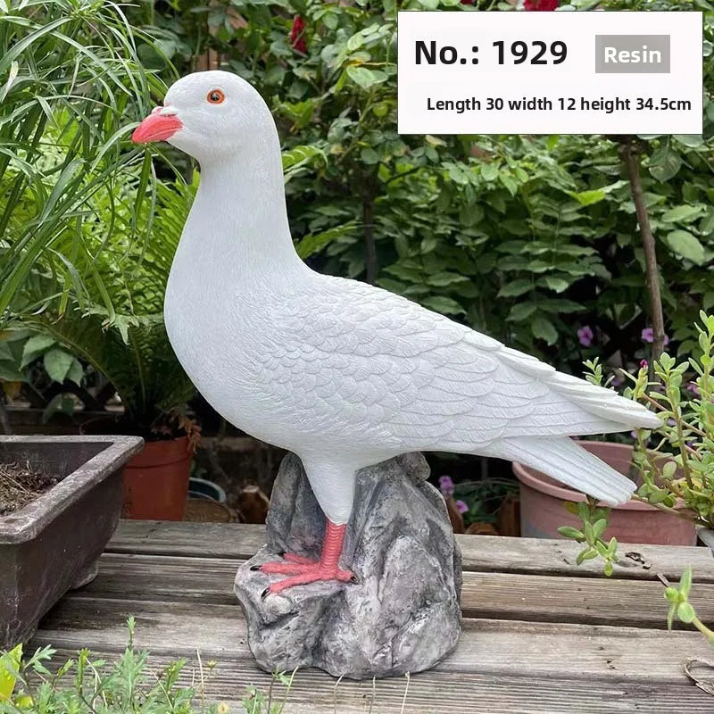 Outdoor garden simulation animal white dove model, garden decoration prop, resin simulation pigeon figurine