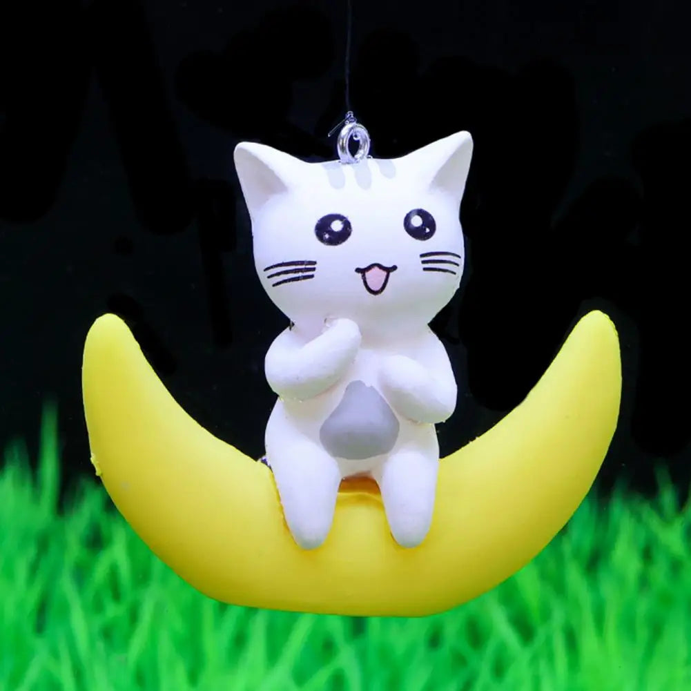 Eco-friendly Rabbit Cat Moon Float Figurines Mini Fish Tank Decorations Aquarium Accessories Mini Aquarium Floating Decor