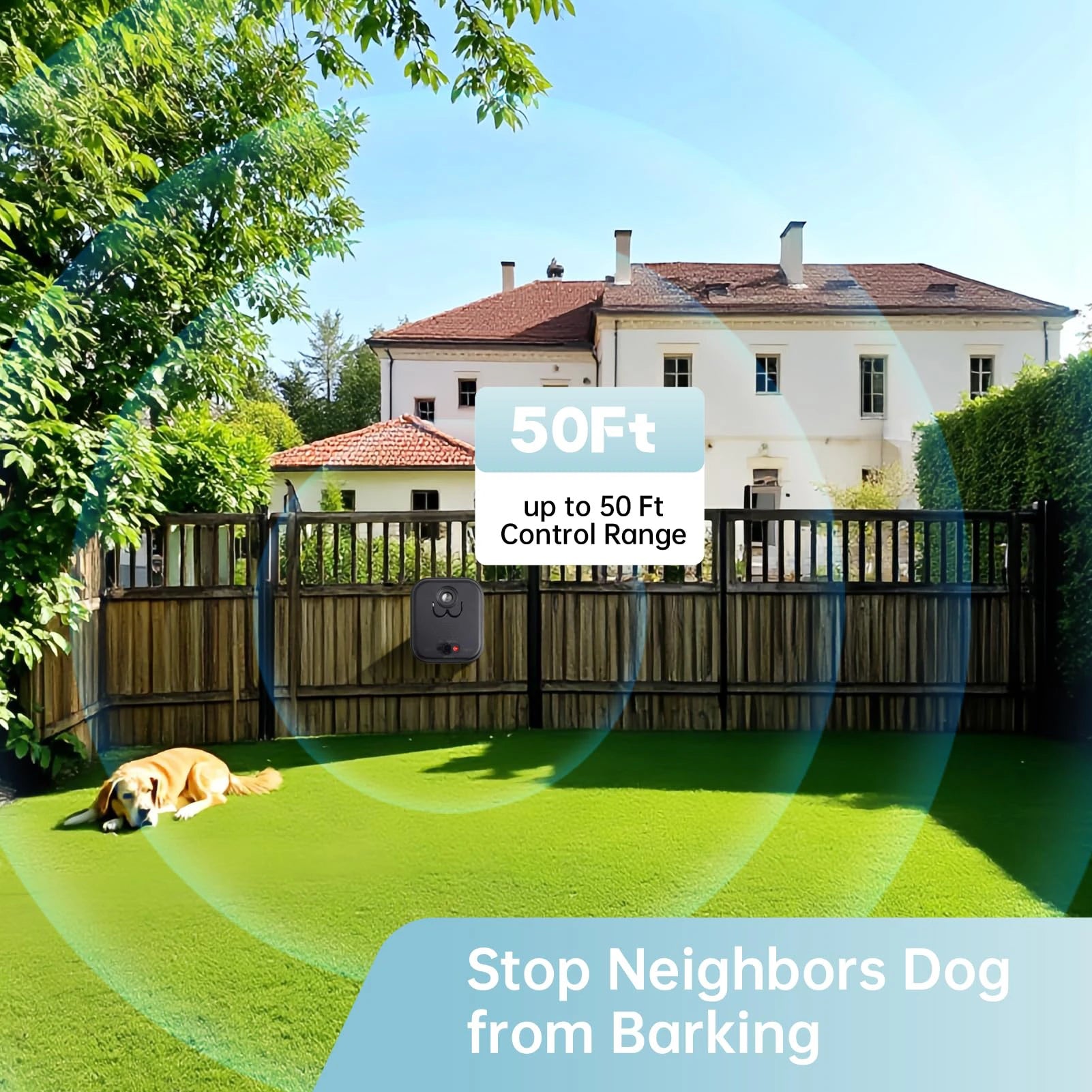 Ultrasonic Dog Bark Deterrent Device, Anti Barking Device up to 50Ft Range, High-Frequencyf or Dogs with 3 Modes, Indoor/Outdoor