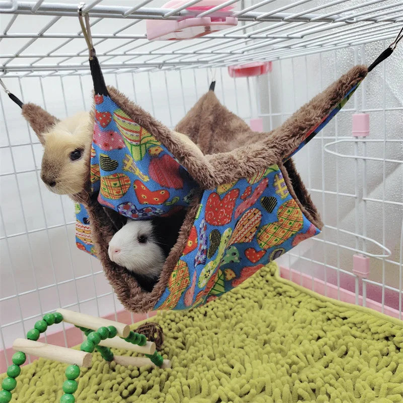 Warm Plush Hamster Hammock Small Animal Double-layer Thicken Sleeping Bag Nest Pets Rat Squirrel Hanging Cage House 햄스터케이지