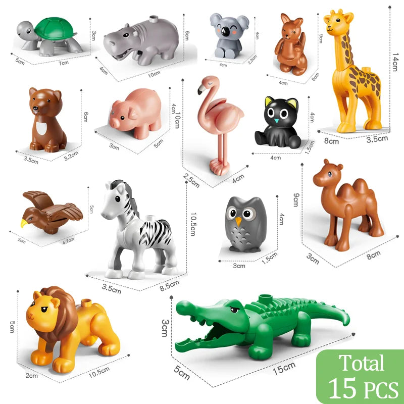 62-310 pieces DIY Building Blocks Bulk Compatible with Duplo Animals Marble Run City Classic Bricks Assembly Model Kids Toys