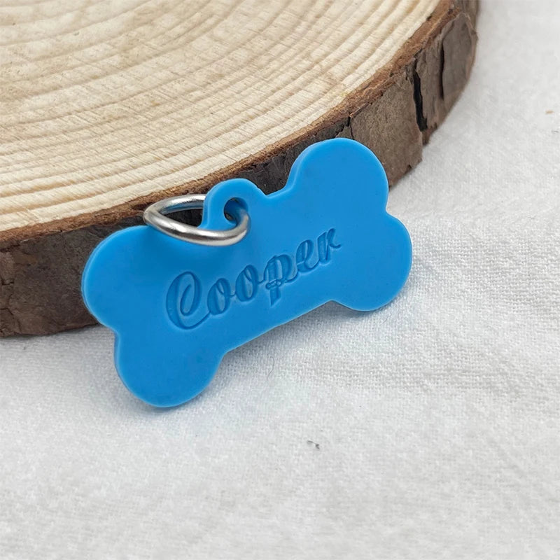 2024 Silicone bone shape Pet Anti-lost ID Tag Personalized Dog Collar Tag Engraved Name Custom Pendant Puppy Collars Accessories