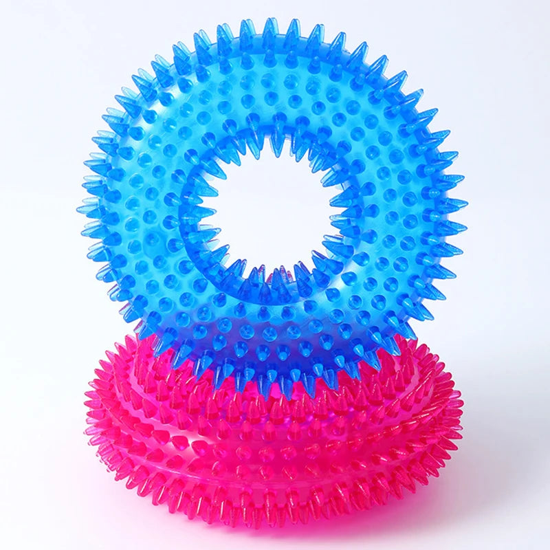 Strong Donut TPR Pet Dog Chew Toys with Squeak for Small Medium Dogs French Bulldog Corgi Border Shepherd Puppy Pets Accessories