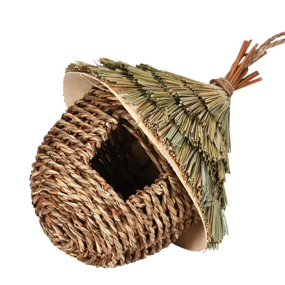 Charming Decorative Hummingbird House Hand-woven Hummingbird Nest House Natural Grass Hung Bird For Garden Patio Lawn Office