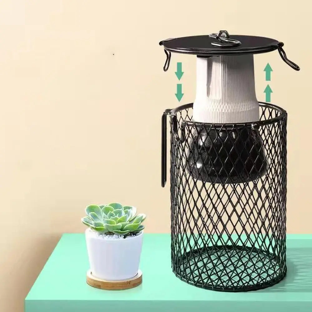 Ceramic Heat Emitter Pet Heating Lampshade Iron Mesh Dome E27 Bulb Holder Reptile Heat Lampshade Double Cage