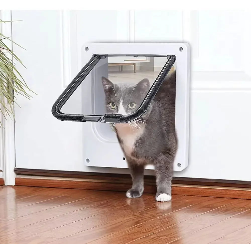 2629330105003+3 Dog Cat Flap   Way Security Lock Flap Door for Cats Kitten ABS Plastic Small Pet Gate Door Kit Cat