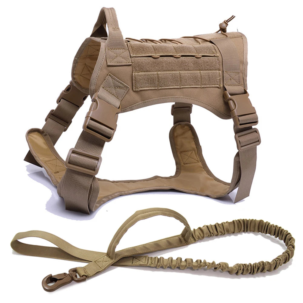 Tactical Dog Harness Leash Collar for Medium Large Dogs Military Pet Vest Adjustable Service Dog Harnesses For Training Walking
