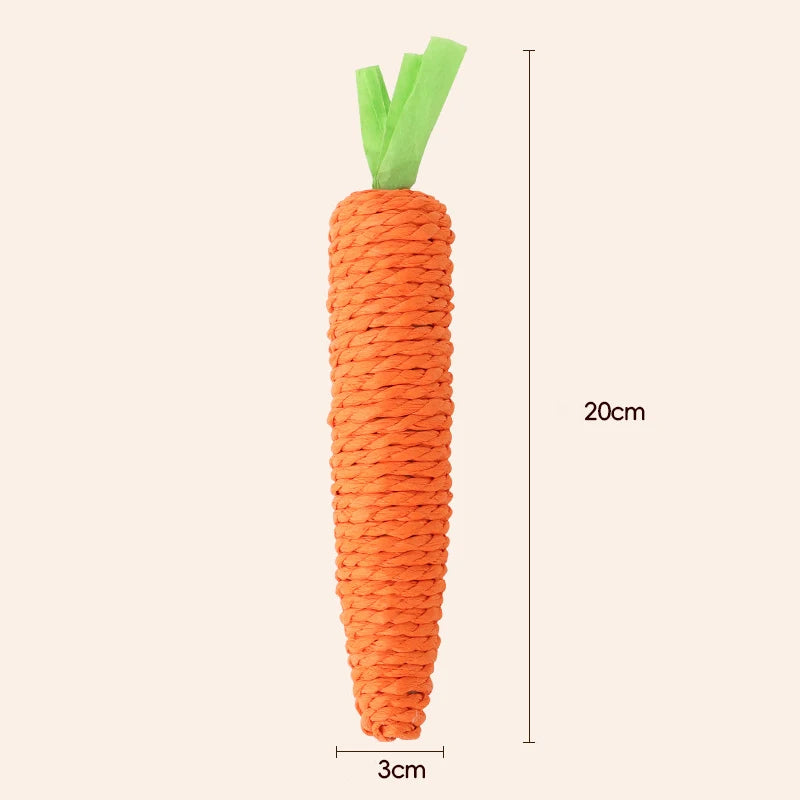 Cat Toy Carrot Sound Bite Resistant Paper Rope Clean Teeth Interactive Chew Toys Cat Kitten Built-in Bell Small Animals Pet Toys
