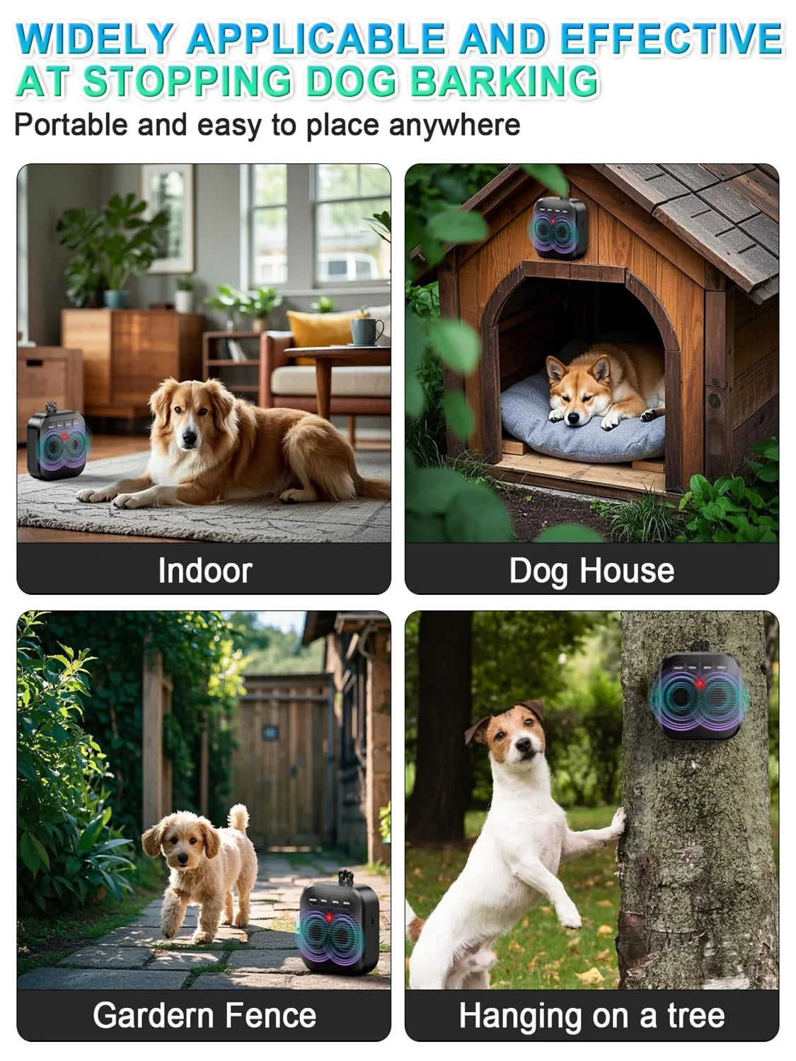 Anti Barking Device for Dogs, 3 Modes Ultrasonic Dog Bark Deterrent Devices Range 33 FT, Safe & Humane Bark Box Indoor Outdoor