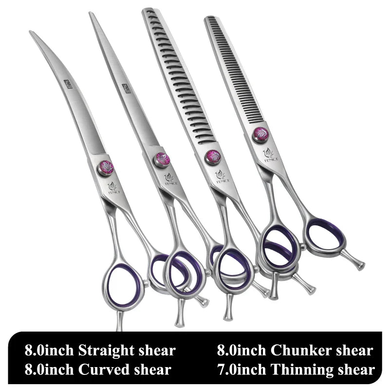 Fenice JP440C 7/8 Inch Professional Pet Dogs Grooming Scissors Straight Curved Thinning Chunker Shear Scissors Set For Dogs