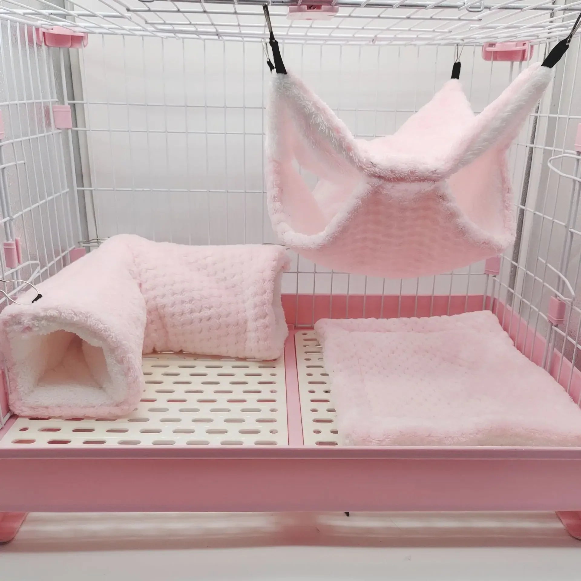 Warm Winter Pet Hammock Double Layer Thick Plush Hamster Hammock Chinchilla Guinea Pig Ferret Sleeping Bag Hamster Hanging Cage