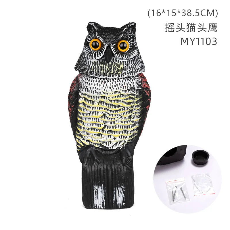 Simulated owl outdoor gardening bird-scaring and rat-repelling decorative item, a shaking animal resin owl handicraft