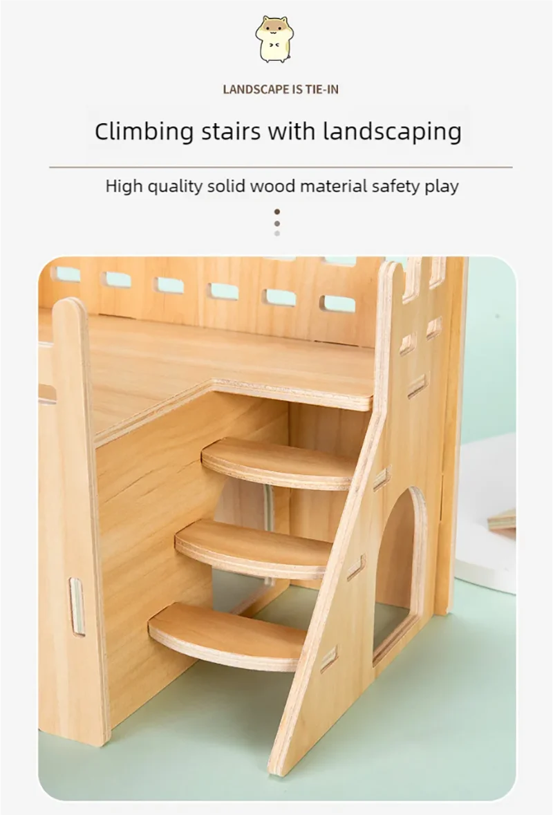 Hamster Sleeping Wooden House Hamster Cage Golden Bear Cage Single Floor Villa Supplies