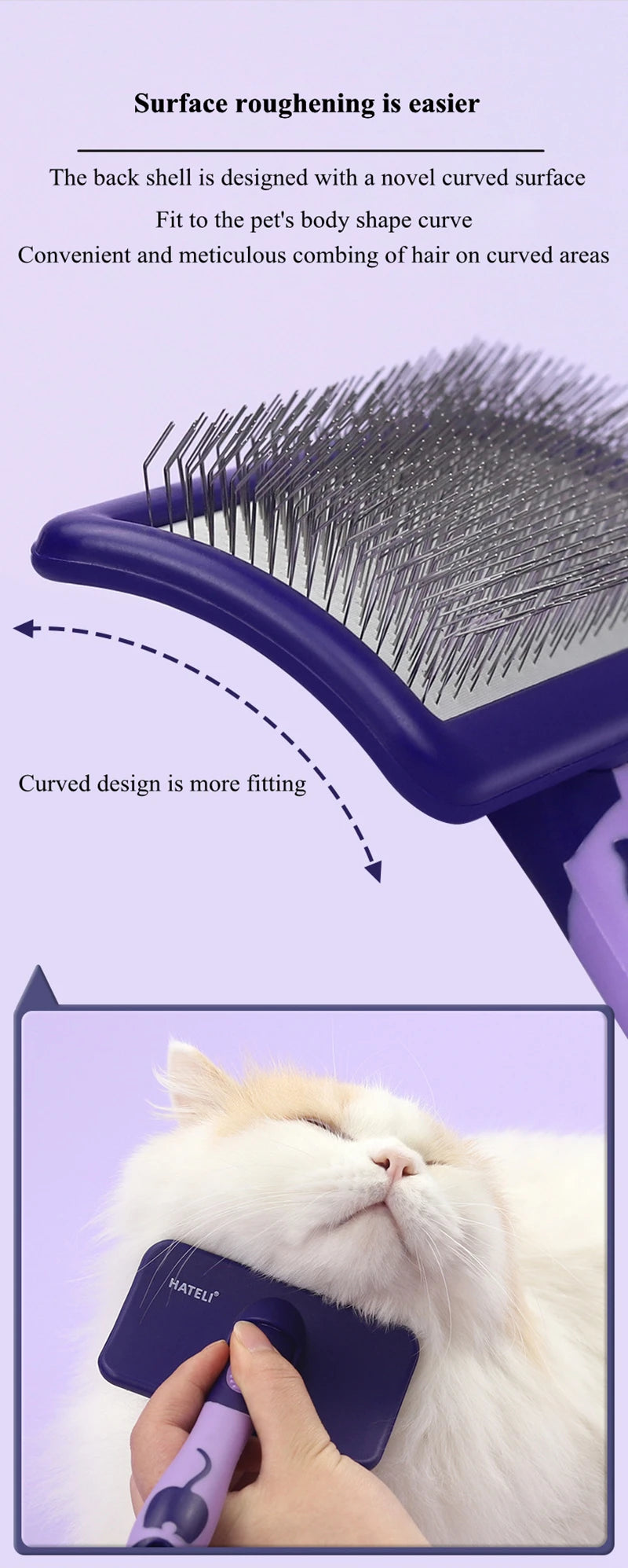 Dog Brush Stainless Steel Dogs Combs Massage Dog Grooming Brush Pet Hair Remover Cleaning Tools Soft Handle Cat Comb Cat Br Comb