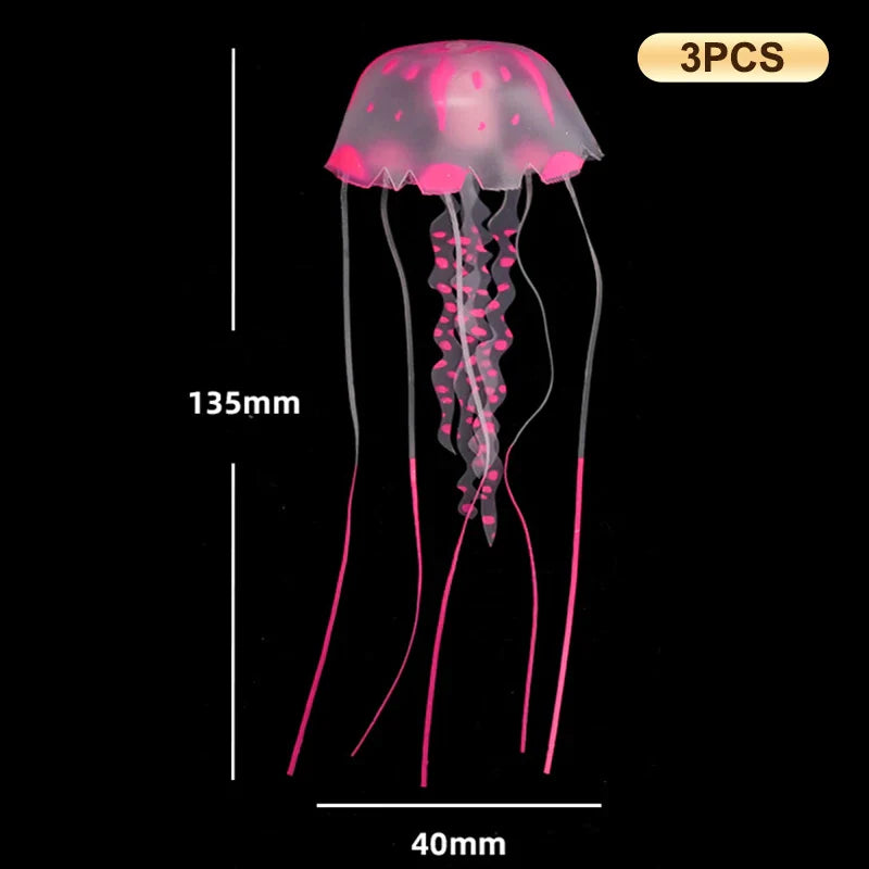 3Pcs Underwater Plant Marine Aquatic Landscape Ornament Artificial Glowing Fluorescent Jellyfish Aquarium Decoration Fish Tank