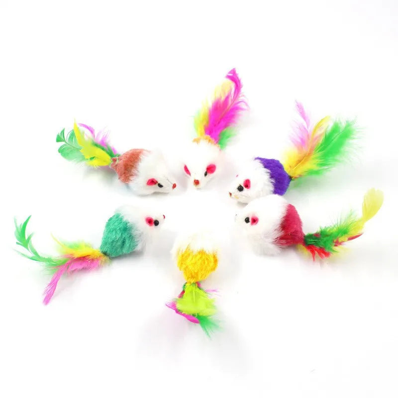 Cat Mice Toys False Mouse Cat Toy Long Tail Mice Soft Real Rabbit Fur Toy For Cats Plush Rat Playing Chew Toy Pet Supplies