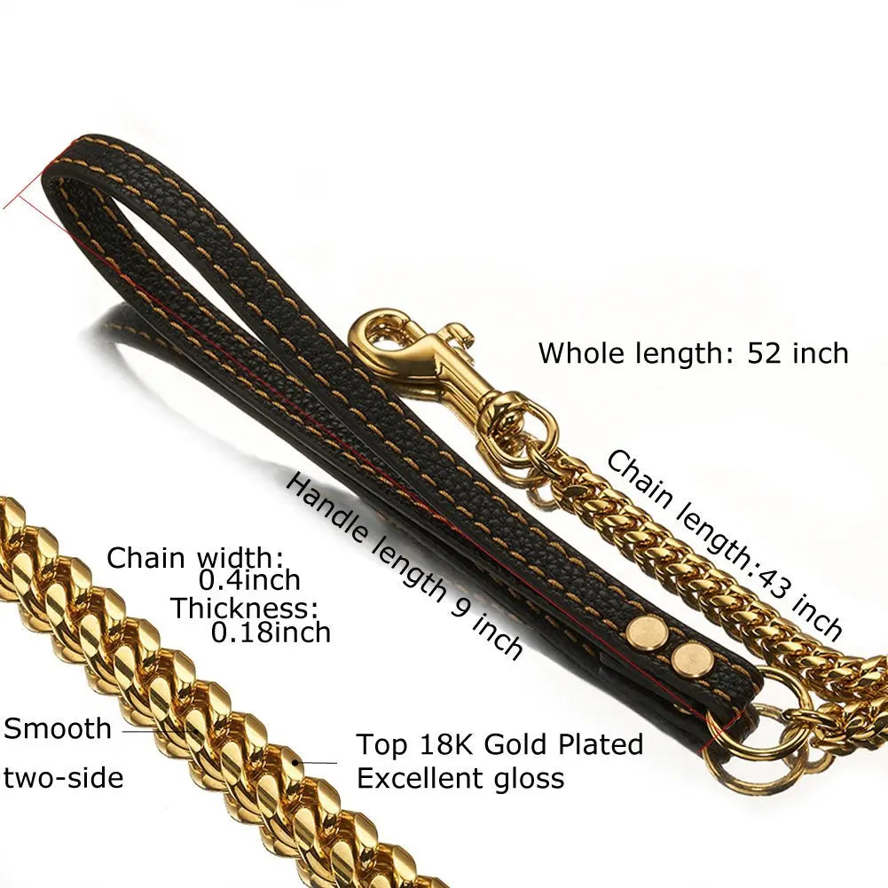 Stainless Chain Collar Large Collar Chain For Metal Dog Dogs Medium Links Link Small Steel Gold Cuban Walking Training