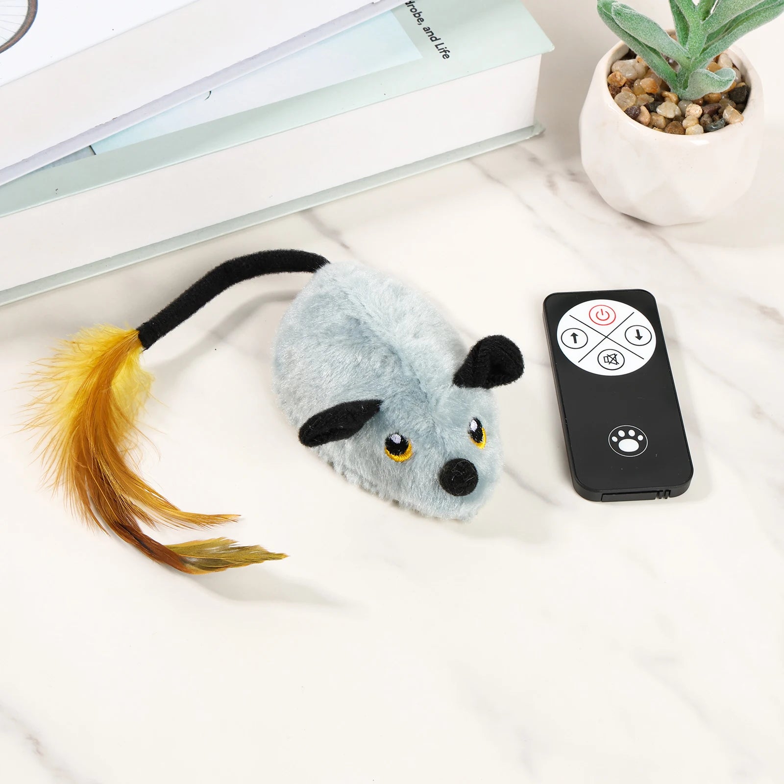 Cat Mouse Interactive Plush Toys LED Glow Electric Telecontrol Auto Rechargeable Pet Moving Mice Toy Realistic Kitten