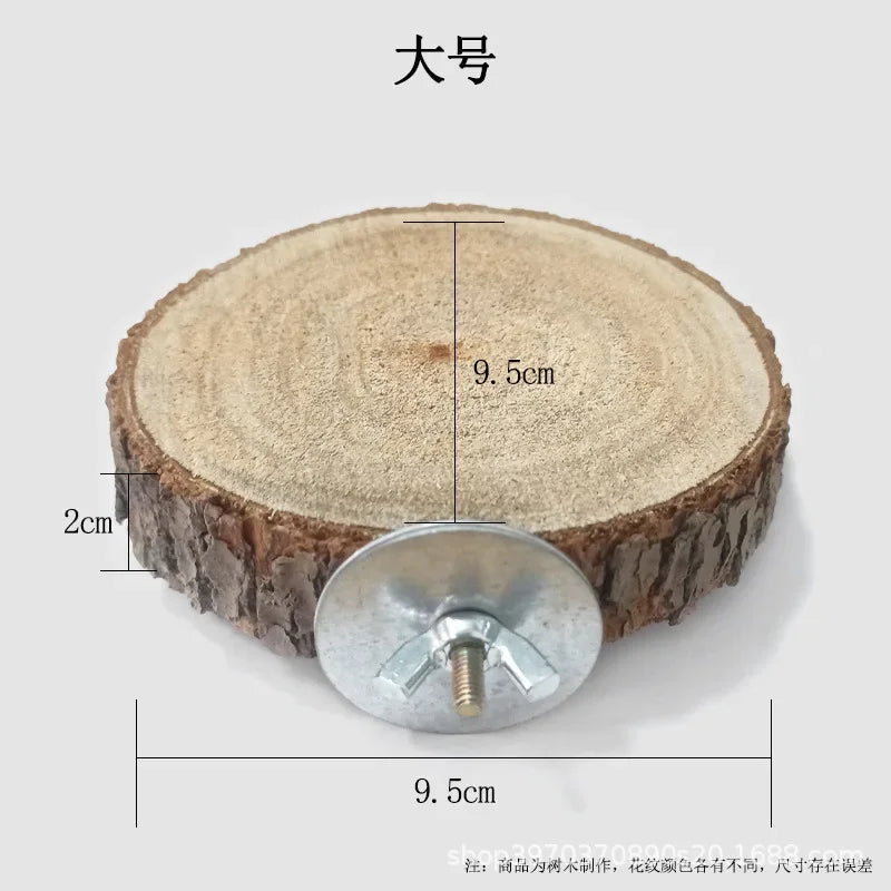 Parrot Hamster Round Stand Board Pet Birds Parrot Wooden Platform Bracket Toy Hamster Branch Perch Bird Cage Toy Pet Stand Board