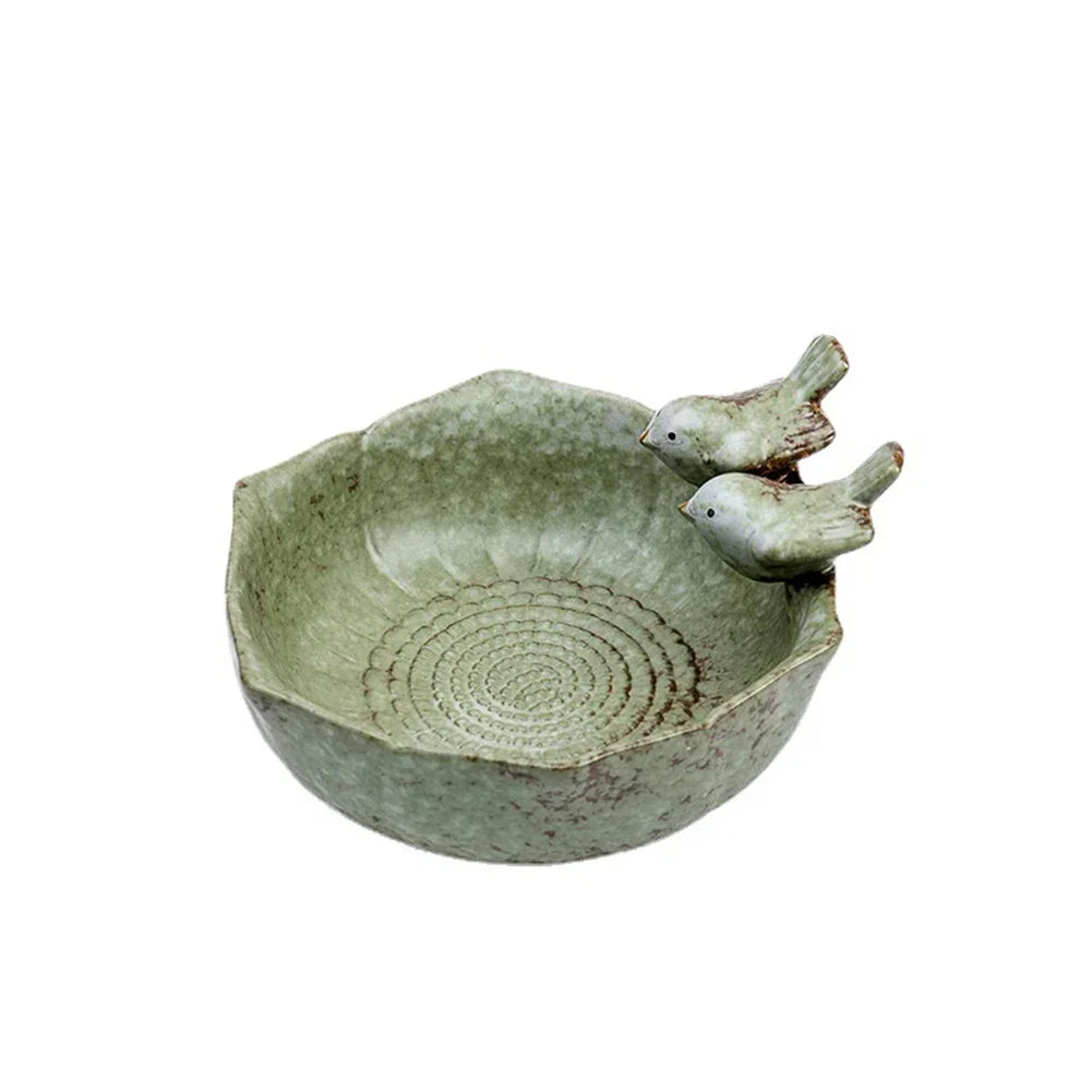 Ceramic Birdbath Bowl Bird Feeder Food Holder Container Bird Feeding Tray for Outdoor Garden Courtyard Decoration Bird Feeder