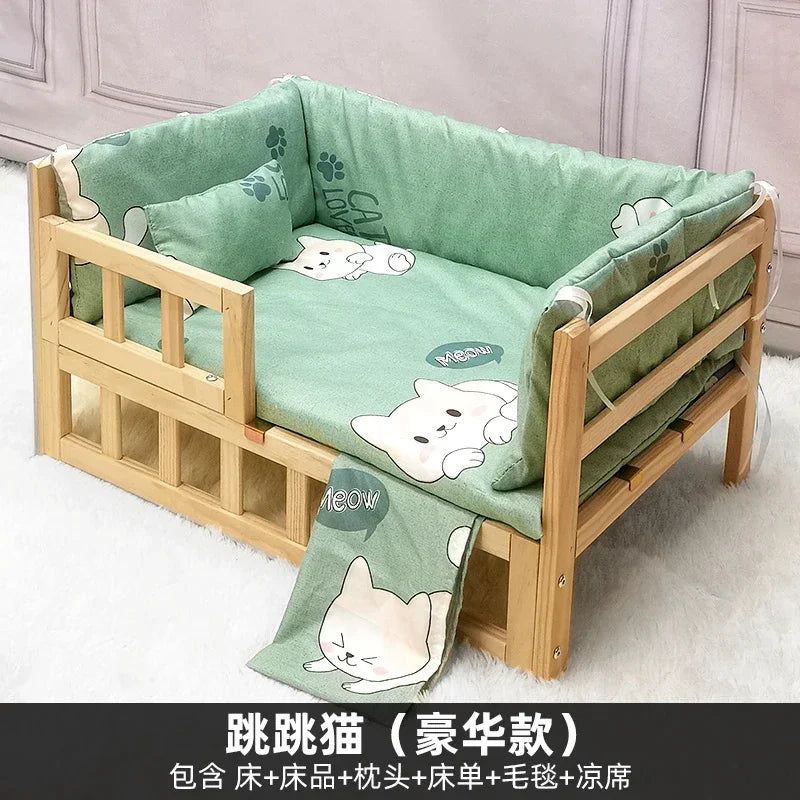 Off the Ground Solid Wood Pet Bed Four Season Universal Dog Bed Small to Large Teddy Bed at Special Price